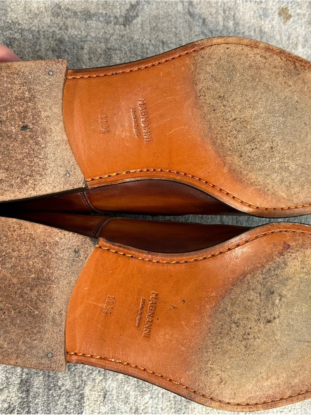 Magnanni Men’s 11.5M Leather Single Monk Strap Dress Shoes Cognac Brown